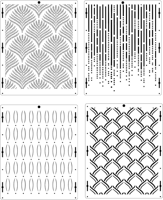 4Pcs Lace Wedding Tiers Pattern Birthday Cake Background Stencil Template - Baking Mesh Seamless Harvest Cake Stencil (XTall A)