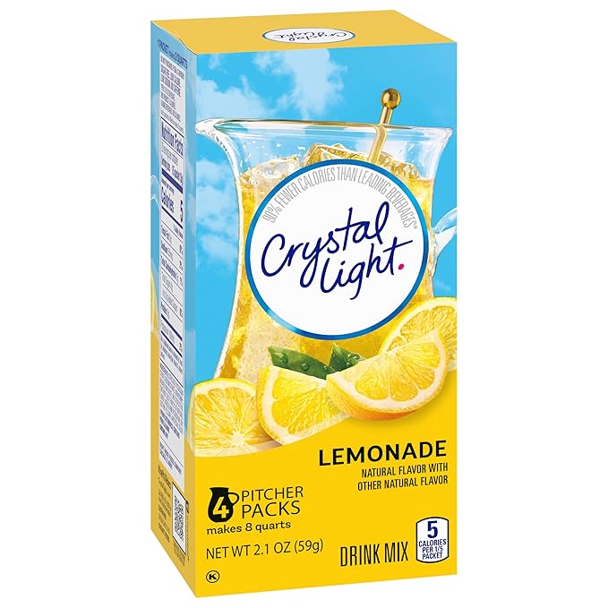 Crystal Light Sugar-Free Lemonade Naturally Flavored Powdered Drink Mix 48 Count Pitcher Packets