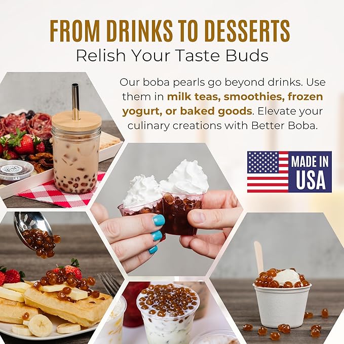 Better Boba Tea Kit | DIY Home Bubble Tea Set - Brown Sugar Boba Pearls, Reusable Boba Straw, Tumbler, 3 Black Tea| Vegan Gluten-Free Tapioca Pearls
