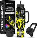 Coldest 40 oz Tumbler with Handle and Straw - 100% Leak Proof Insulated Tumbler with Lid and Straw (3 Lids) - Stainless Steel Tumblers for Women & Men - Cup Holder Friendly Base, 46 oz (Off Road)