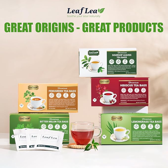 LeafLea 80 Premium Fenugreek Tea Bags, Natural Fenugreek Seed for Toasty Flavor & Sweet Aroma, Fenogreco Tea with Gentle Warmth, Caffeine-Free, Sugar-Free, Vegan, Individually Wrapped for Freshness