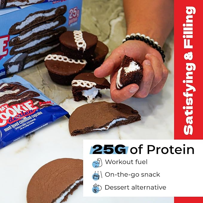 My Cookie Dealer Protein Cookies, Most Loved Childhood Cupcake (12-Pack, 3.8oz Each) - 25g of Protein per Cookie - Individually Wrapped Workout Snacks for On-The-Go Travel