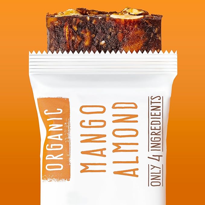 JONESBAR (Mango Almond, 4 Count (Pack of 1)), USDA Organic Fruit & Nut Bar, Non-GMO, Kosher, Vegan, Gluten Free, Simple Snack Bar