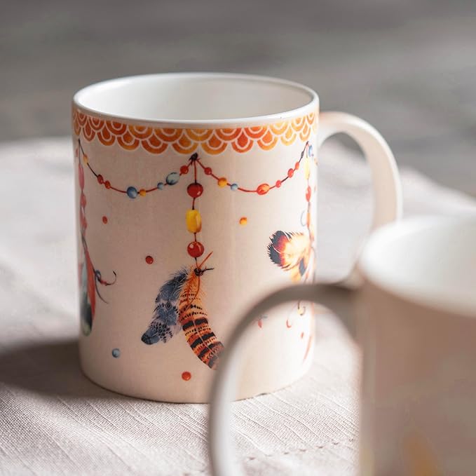 Maison d' Hermine Coffee Mug with Handles Fine Bone China Mugs Pack of Two Tea Cups for Hot Beverages Cappuccino Latte Home Restaurant Office Perfect for Gift (Ibiza - Beige, 12 Ounce)