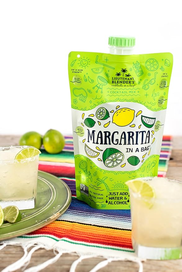 Lt. Blender's Margarita in a Bag - Margarita Mix - Each Bag Makes 1/2 Gallon of Frozen Margaritas – Non-GMO Cocktail Mix - No Blender Needed – Add Liquor, Wine or as a Mocktail (Pack of 5)