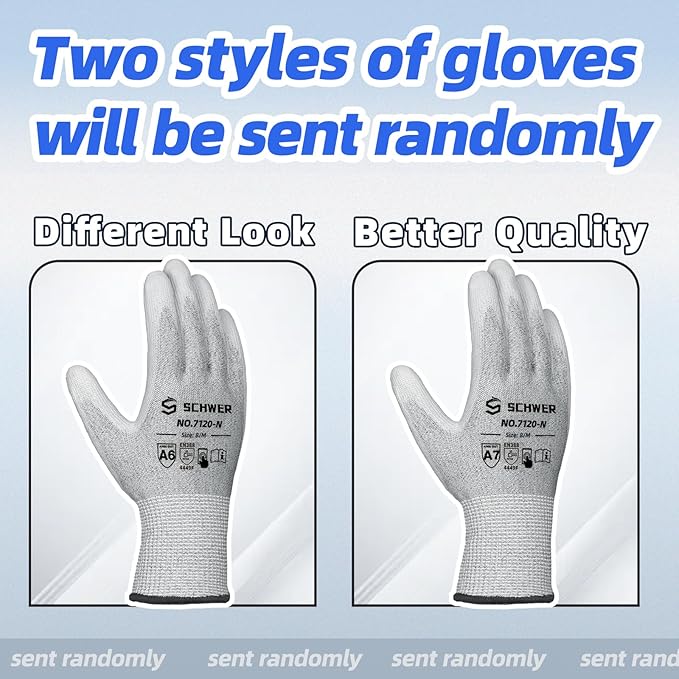 Schwer 3 Pairs Cut Resistant Gloves ANSI A6 Cut Proof Work Gloves, Touchscreen, for Men and Women Used to Woodworking, Glass Cutting, Construction, Cargo Handling, Material Sorting, Car Repair, M