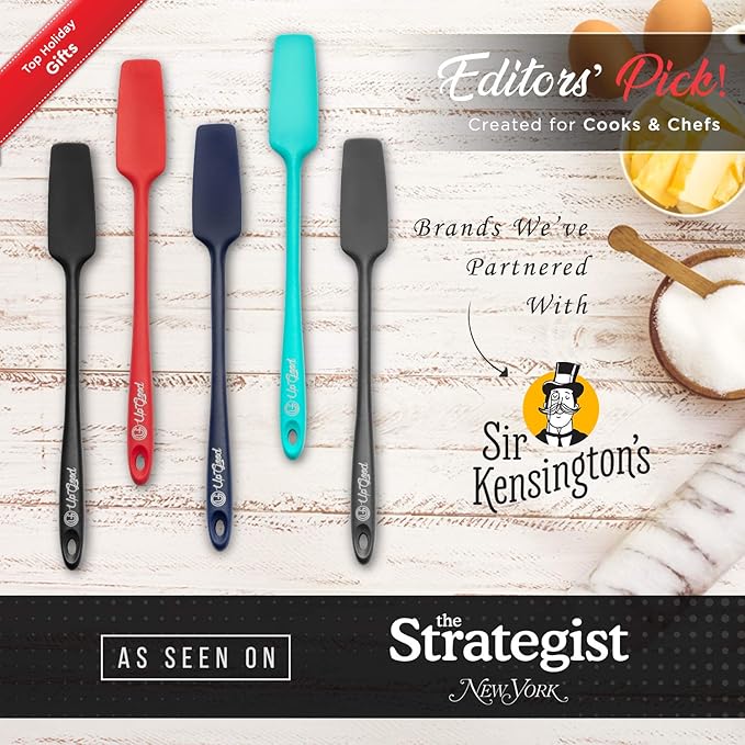 Silicone Jar Spatula | 600F Heat Resistant Non-Stick Rubber Scraper | Perfect for Jars, Smoothies, Blenders | One Piece Utensils | Durable Kitchen Cookware (UpGood Professional Spatulas, Black)