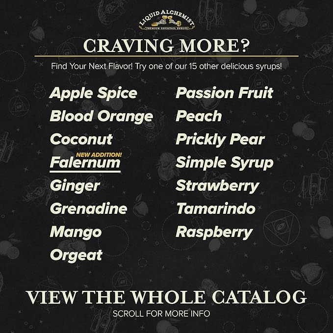 Liquid Alchemist Falernum Syrup for Cocktails - Real Ingredients Make our Falernum Cocktail Syrup a Great Mixer for any Tiki Drink - Our Drink Mixer is Non-GMO Gluten Free & Vegan (12.7 oz)