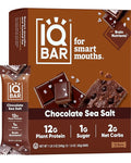 IQBAR Brain and Body Plant Protein Bars - Chocolate Sea Salt - 12-Count - Keto, Vegan, Low Carb, High Fiber, Gluten Free, Dairy Free, Low Sugar Snack with Nutrients for Focus, Energy, Meal Replacement