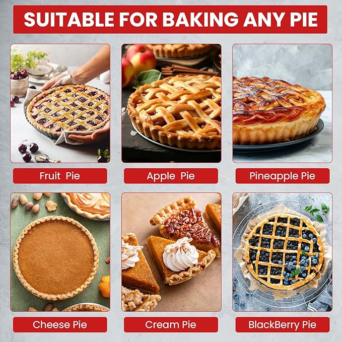 Tart Pan with Removable Bottom,9 Inch Tart and Quiche Pan,Non-stick Round Carbon Steel Deep Fluted Pie Pan with Crust Shaper Ring - Quiche Baking Dish Tart Pans For Baking Party Festival