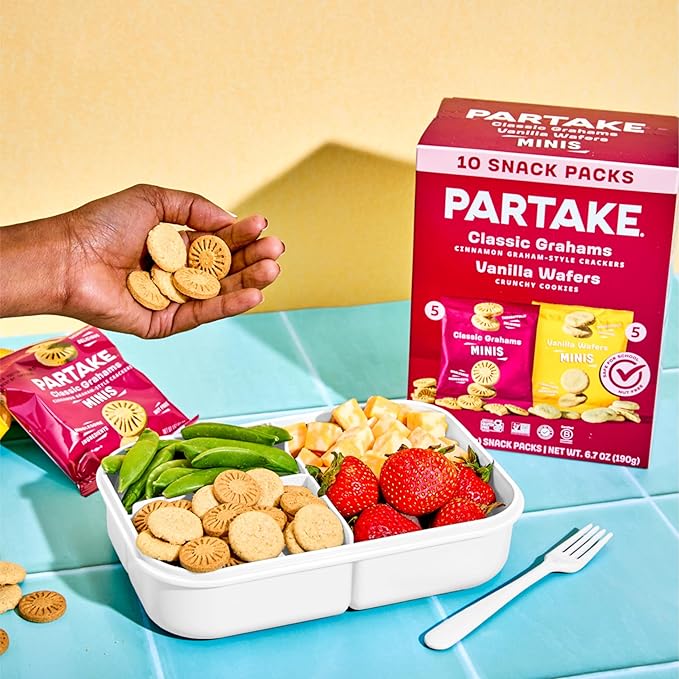 Gluten Free Partake Mini Graham Cracker & Vanilla Wafer Snack Packs | Vegan & Dairy Free Cookies | Lunch Box Snacks | Allergy Friendly Snacks | Safe School Snack for Kids - 20 Pack