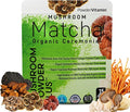 PowderVitamin Organic Ceremonial Mushroom Matcha Certified Pesticide-Free Grass-Fed Collagen Types I & III, 8 Fruiting Body Mushrooms Tested for Beta-Glucans Focus Digestion & Immunity 15 Servings