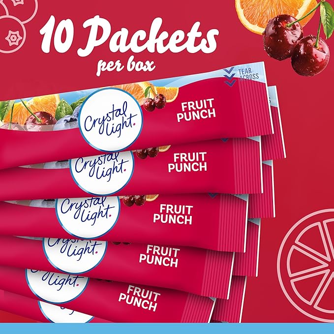 Crystal Light Fruit Punch Artificially Flavored Powdered Drink Mix, 10 ct. On-the-Go-Packets