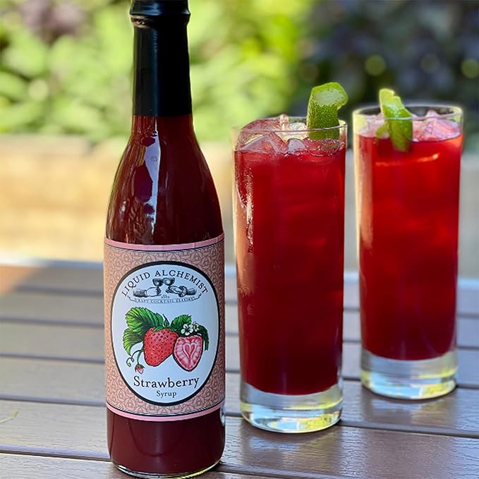 Liquid Alchemist Strawberry Syrup for Drinks - Real Ingredients Make our Strawberry Puree for Drinks a Perfect Margarita Mix - Our Flavored Syrup is Gluten & Dairy Free (25 oz)