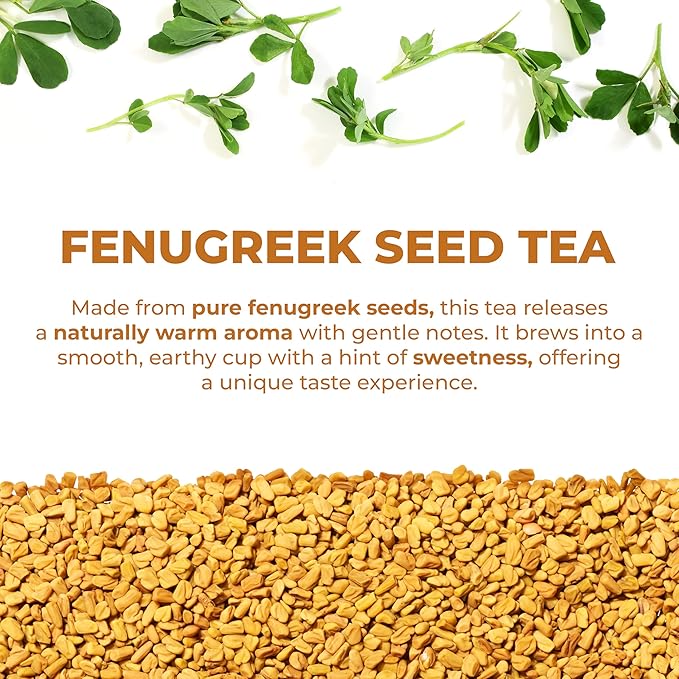 LeafLea 80 Premium Fenugreek Tea Bags, Natural Fenugreek Seed for Toasty Flavor & Sweet Aroma, Fenogreco Tea with Gentle Warmth, Caffeine-Free, Sugar-Free, Vegan, Individually Wrapped for Freshness