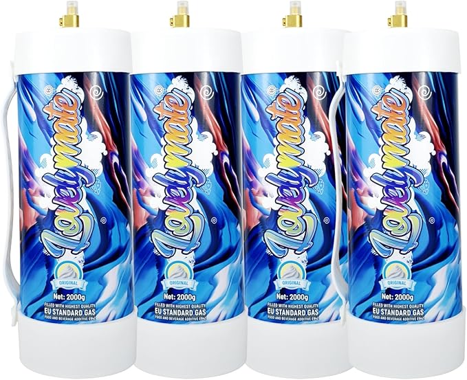 Whipped Cream Charger Tank 3.3L 2000G Whip Cream Charger Cylinder Food Grade Flavored (Tips Included) (4, Original)
