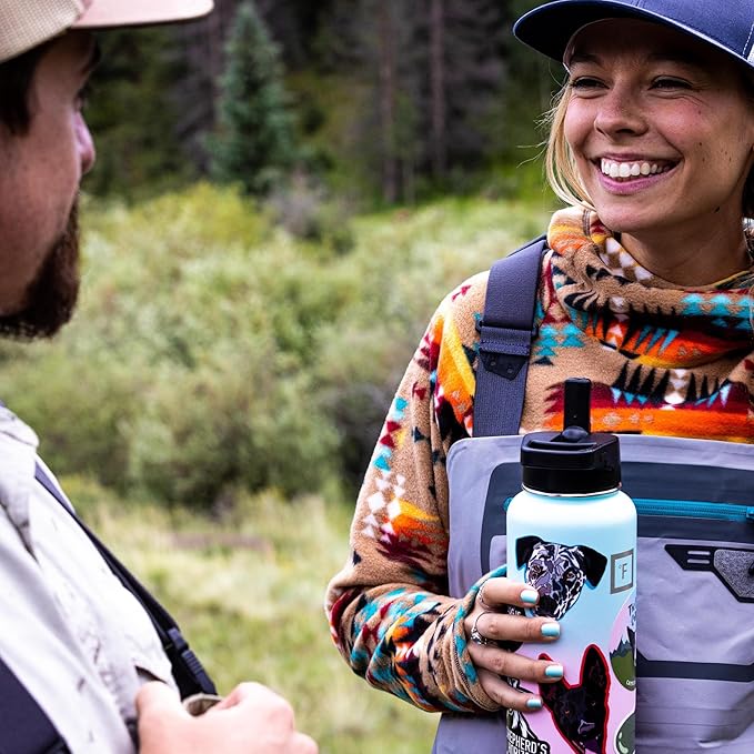 IRON °FLASK Camping & Hiking Hydration Flask with 3 Lids - Stainless Steel, Double Walled & Vacuum Insulated Water Bottle - Leak Proof & BPA Free (Day & Night, Spout - 32 oz)