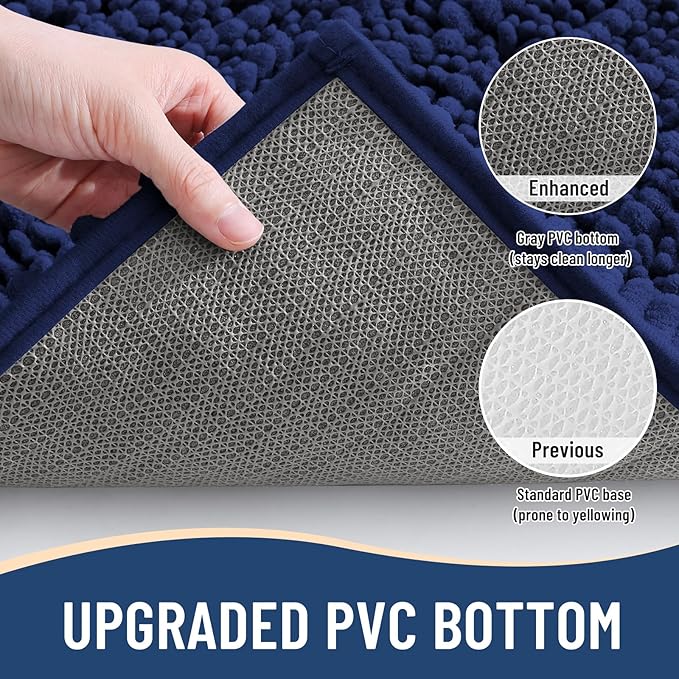 Arotive Luxury Chenille Bathroom Rug Mat, Extra Soft Thick Absorbent Shaggy Bath Rugs, Non-Slip Machine Wash Dry, Plush Bath Mats for Bathroom, Shower and Tub, 45x27, Navy