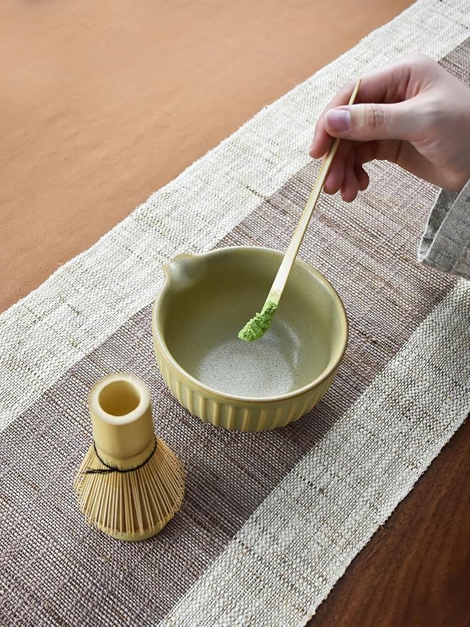 Artcome Matcha Bowl Set with Pouring Spout - Ceramic Matcha Bowl, Bamboo Whisk, Whisk Holder, Tea Scoop - Complete Traditional Japanese Tea Ceremony Kit for Home & Office - Ideal for Gift