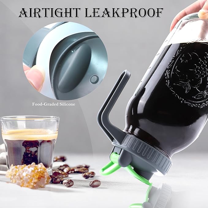 Cold Brew Coffee Maker 64 Oz Mason Jar Iced Tea Pitcher With Strainer 2 Set Half Gallon Glass Pitcher With Spout Lid 2 Quar Water Jug For Fridge Beverage, Sun Tea, Hot Cold Brew, Lemonade, Juice