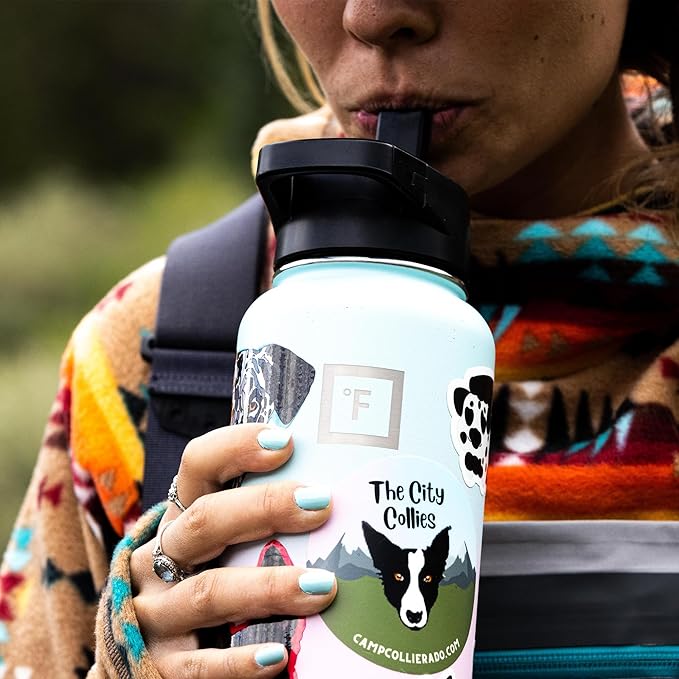 IRON °FLASK Camping & Hiking Hydration Flask with 3 Lids - Stainless Steel, Double Walled & Vacuum Insulated Water Bottle - Leak Proof & BPA Free (Fire, Spout - 32 oz)