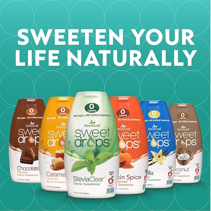 SweetLeaf Sweet Drops Caramel Liquid Stevia Sweetener - Stevia Drops Caramel, Zero Calories, Zero Sugar, Non-GMO, Gluten-Free, Keto Friendly, Caramel Stevia Drops - 1.7 Fl Oz, Pack of 6