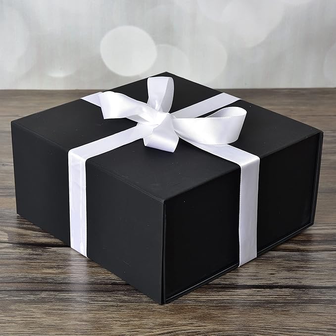 Prime Line Packaging Christmas Gift Boxes with Lids for Presents, Holiday Gift Boxes, Small Black Gift Box for Small Business, Birthdays, Weddings, Graduation, Bulk, 8x8x4, 15 Pack
