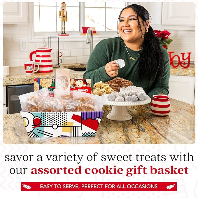 David’s Cookies Cookie Gift Basket - Deliciously Flavored Assorted Cookies in a Lovely Gift Basket - Gourmet Thin Crispy Cookies, Butter Pecan Meltaways and Scottish Shortbread Cookies - Variety of Delicious Cookies