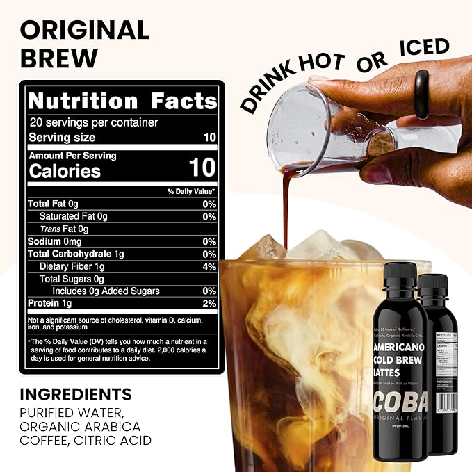 COBA Premium Coffee Concentrate: Bold & Extra Strong Kick - 20x Cups | Instant Cold Brew/ Hot Coffee in Seconds | Specialty, Fair Trade, Organic, Medium Roast, Dairy Free | 2 TEASPOONS/Cup | Rich Flavor (8 Fl Oz (Pack of 1), Original)