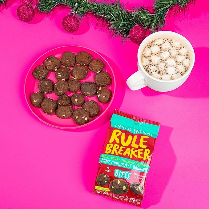 Rule Breaker Vegan & Gluten-Free Cookies | Mint Chocolate Brownie Bites |Plant-Based, Dairy, Nut, Soy, Allergen Free, Kosher | Soft-Baked School Snacks for Kids and Adults (Pack of 3)
