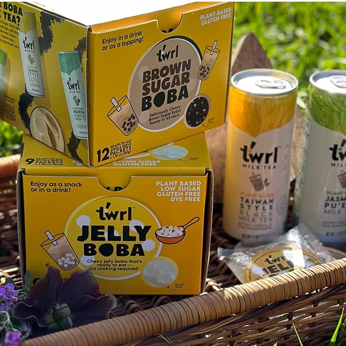 Brown Sugar Boba 12 Pack Box - Instant - Ready in less than 1 Minute - Plant-Based