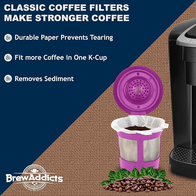 600 Paper Coffee Single-Use Filters for Keurig Brewers and Compatible with K-Cup Pods 1.0 & 2.0 Models, White Classic Design
