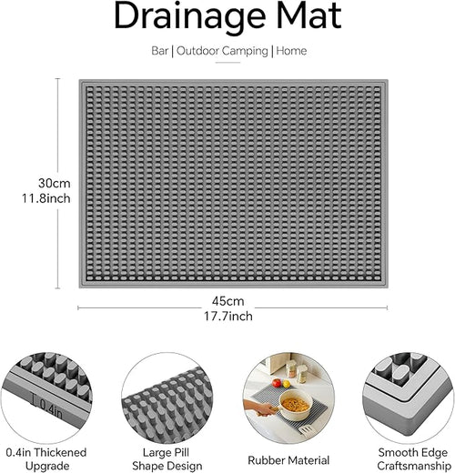 2 Pack Bar Mat, Home Bar Tool Drying Mats, Bar Accessories for The Home Bar Set 18''x12''（Gray） for Bars, Outdoor Camping, Bar for Home