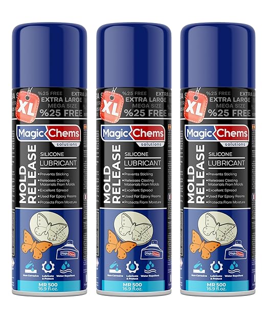 Mold Release, Silicone Mold Release Spray (3x16.9 fl oz/500ml) Mold Release for Epoxy Resin and Candle Mold Release Spray (3 Pack Mega Size)