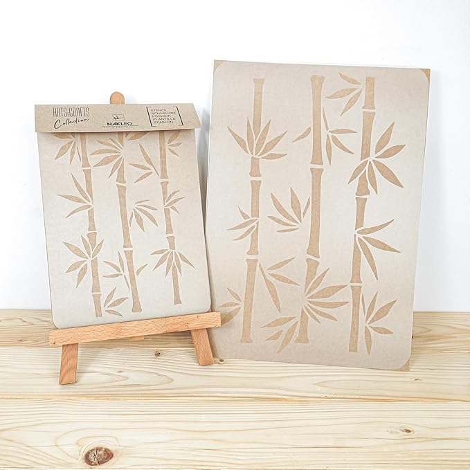NAKLEO Painting Stencil for Crafts A3 11.8” x 16.5”, Bamboo Shoots Tropical Oriental Pattern, Reusable Plastic DIY & Scrapbooking Drawing Template, Decoupage Art Home Decor, Wall Wood Fabric Furniture