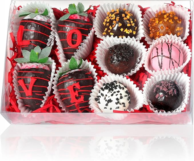 RomanticBaking 20PCS 8x5x2 Inch Full Clear Chocolate Covered Strawberries Boxes Bakery Boxes Cookies Boxes Cakesickle Boxes Dessert Boxes Donut Boxes