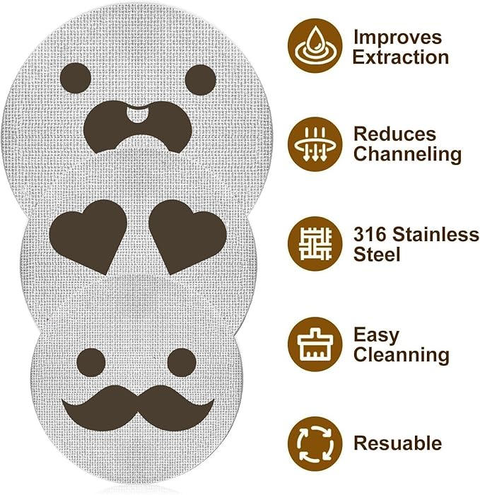 51mm Espresso Puck Screen, Lower Shower Screen, Metal Coffee Reusable Filter for 51mm Espresso Portafilter Basket, 1.7 Thickness(Mustache)