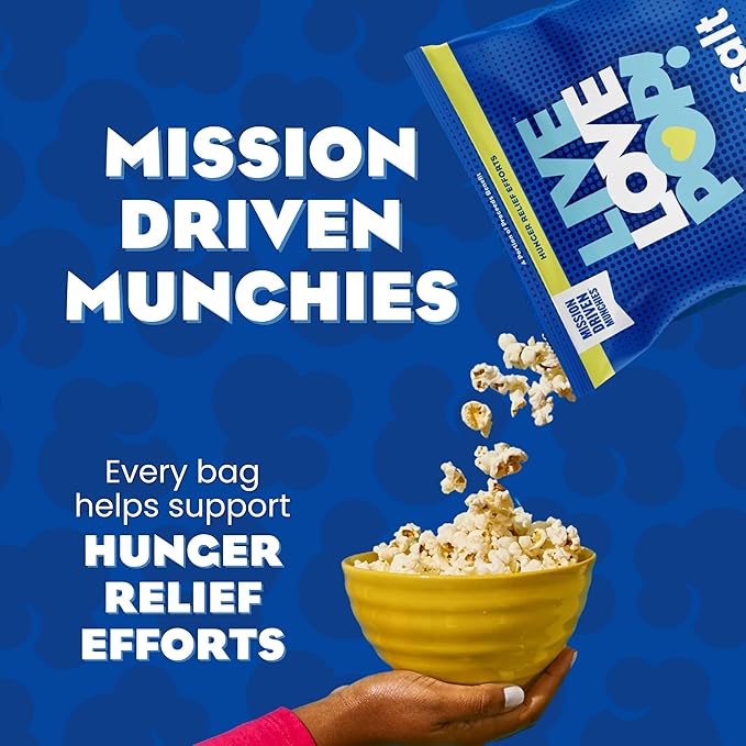 Live Love Pop Sea Salt Flavored Gourmet Popcorn, 1.0 Oz (Pack of 12), Individual Snack Size Bags, Healthy Snack, Gluten Free, Vegan & Non-GMO, Mission Driven Munchies