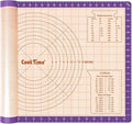Silicone Pastry Baking Mat Non Stick-Large Rolling Dough with Measurements-Non Slip Pizza,Fondant,Pie,Cake Baking Mat - 26 x 16 Inch By Cook Time(Purple)