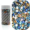 Dynastang Blue & Orange & White Sprinkles Mixed Style Edible Cake Decorations Cupcake Toppers Cookie Perfect for Cakes, Cupcakes, Desserts Toppings 3OZ