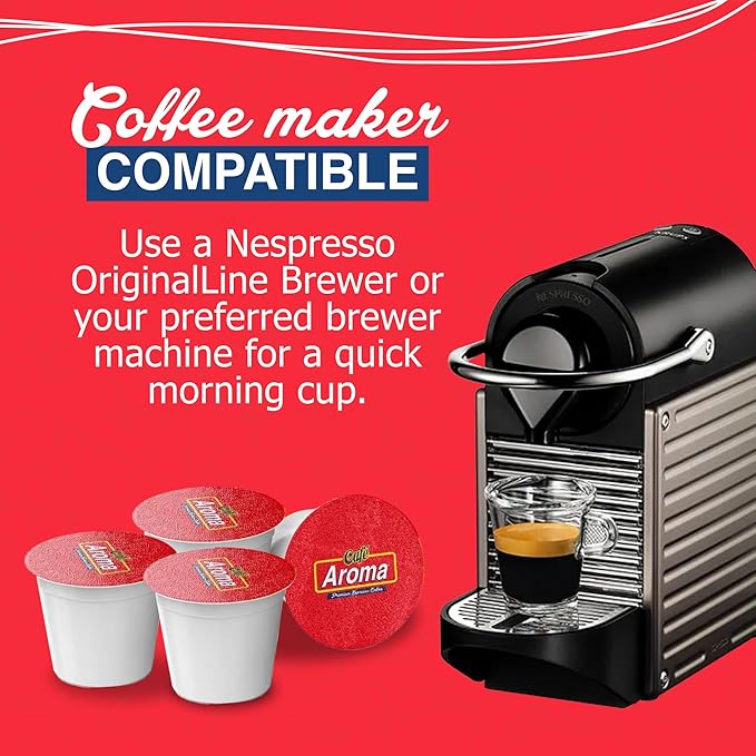 Café Aroma Espresso Capsules, Espresso Pods, Compatible With Nespresso Original Machines, Authentic Cuban Style Coffee, 2 Pack (20 Count)
