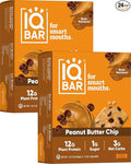 IQBAR Brain and Body Plant Protein Bars - Peanut Butter Chip - 24-Count - Keto, Vegan, Low Carb, High Fiber, Gluten Free, Dairy Free, Low Sugar Snack with Nutrients for Focus, Energy, Meal Replacement