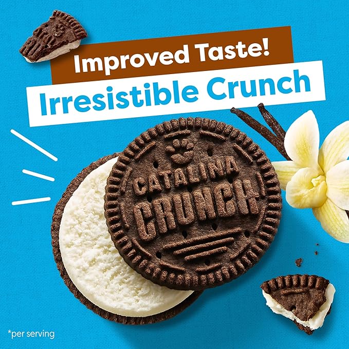 Catalina Crunch Protein Cookies, 4g Protein per Serving - Low-Sugar Sandwich Cookies - Gluten Free, Vegan - Keto Dessert Snacks - Chocolate Vanilla, 8.9 oz. (21 Count)