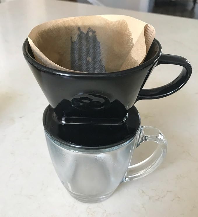 Coffee Pour Over Single Cup Ceramic Brewer Coffee Maker (Black)