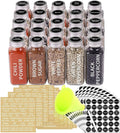 SWOMMOLY 25 Glass Spice Jars 8 oz Empty Spice Bottles with 713 Spice Labels, Chalk Marker and Funnel Complete Set. 25 Square Seasoning Containers with Airtight Cap, Pour/sift Shaker Lid