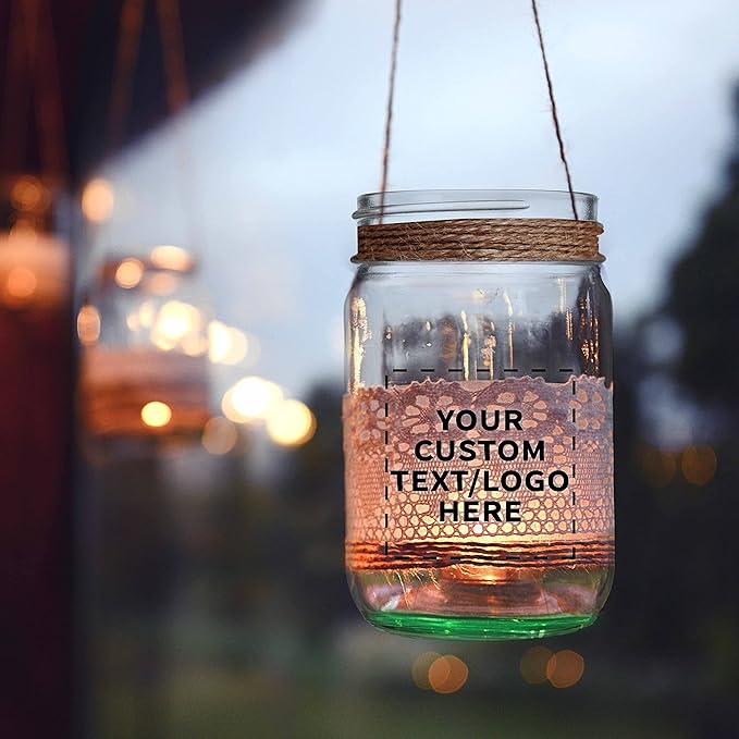 DISCOUNT PROMOS Custom Decorating Mason Jars 12 oz. Set of 50, Personalized Bulk Pack - Glass Jars for Overnight Oats, Candies, Fruits, Pickles, Spices, Beverages - Green