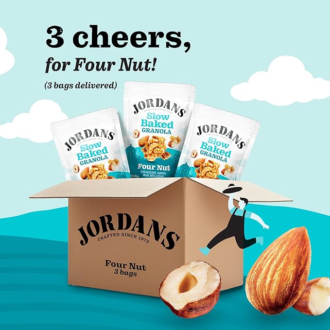 Jordans Slow Baked Granola | Four Nut Granola with Almonds, Brazil Nuts and Pecans | non-GMO, No Artificial Flavors, Colors, or Preservatives | Better for You Snacks for Adults & Kids | 11.4 oz (Pack of 3)