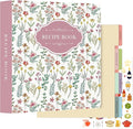 Lanpn Recipe Binder 8.5x11 3 Ring Kit, Blank Organizer Recipe Binder Waterproof Cookbook to Write in Your Own Recipes with 60 Plastic Sleeves,116 Recipes, Dividers,Labels & Stickers, Pink