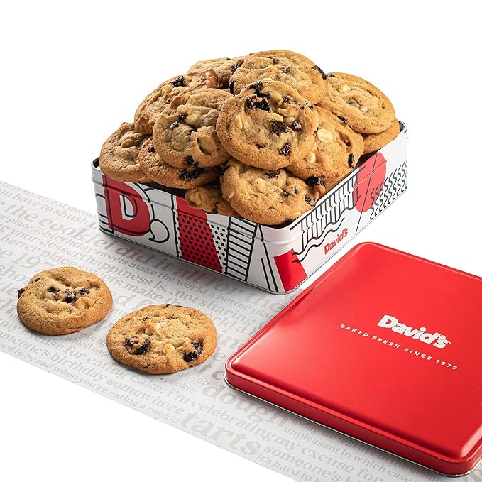 David's Cookies Freshly Baked Cookies - Delicious Handmade Soft Variety - Exquisite Gourmet Gift for Friends & Family on Special Occasions - Cherry White Chip 1lb