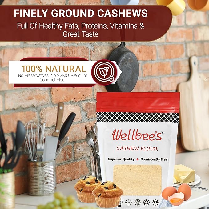 Wellbee's Cashew Flour - 5 LB - For Gluten Free Baking - 100% All Natural Cashews - Finely Ground